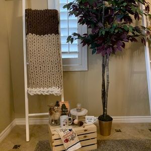 Coffee with cream handmade chunky blanket. Ivory, taupe, coffee colors. Handmade